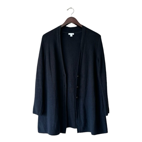 J. Jill Sweaters - J. Jill Black V Neck Button Down Cotton Blend Cardigan Sweater Size M Petite